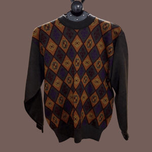 Recardo Rebecca Knit Sweater | Aztec Diamond Brown | Size XXL | Vintage